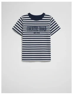 Country Road Australian Cotton Short Sleeve Heritage Tee in Navy Stripe