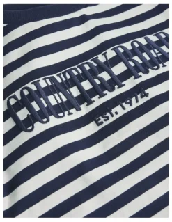 Country Road Australian Cotton Short Sleeve Heritage Tee in Navy Stripe