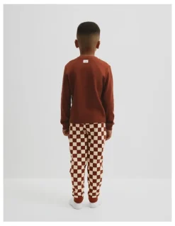 Country Road Australian Cotton Check Print Pyjama in Chestnut