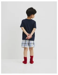 Country Road Australian Cotton Short Sleeve Logo Pyjama Set in Blue Check