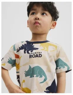 Country Road Australian Cotton Short Sleeve Dino Pyjama Set in Multi Print
