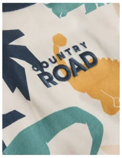 Country Road Australian Cotton Short Sleeve Dino Pyjama Set in Multi Print