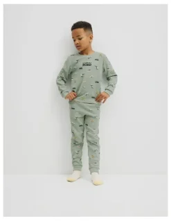 Country Road Australian Cotton Long Sleeve Motor Sport Pyjamas in Saltbush