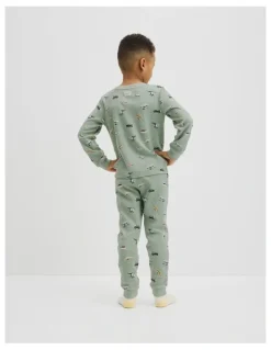 Country Road Australian Cotton Long Sleeve Motor Sport Pyjamas in Saltbush