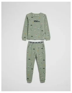 Country Road Australian Cotton Long Sleeve Motor Sport Pyjamas in Saltbush