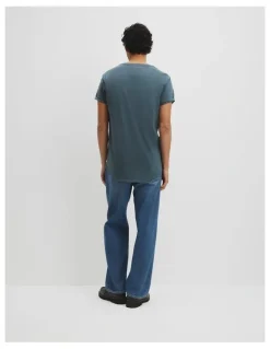 Country Road Australian Cotton Longline Garment Dye T-shirt in Steel