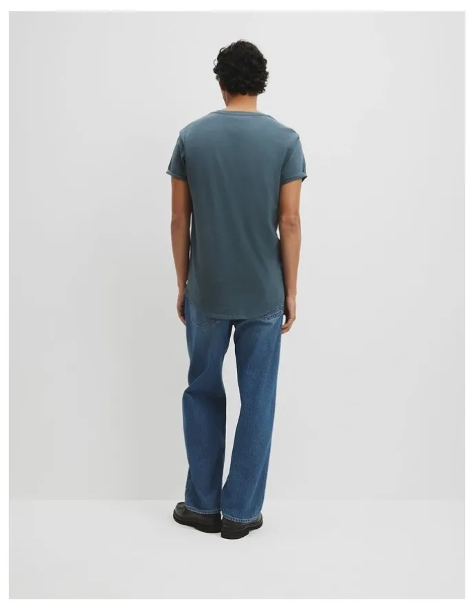 Country Road Australian Cotton Longline Garment Dye T-shirt in Steel