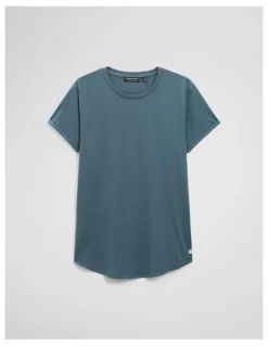 Country Road Australian Cotton Longline Garment Dye T-shirt in Steel