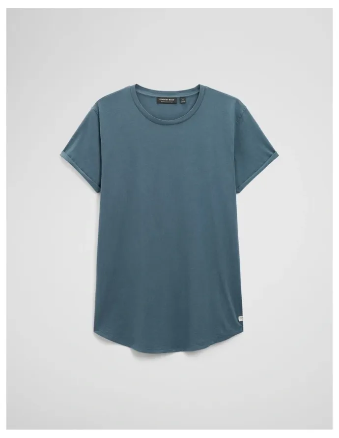 Country Road Australian Cotton Longline Garment Dye T-shirt in Steel
