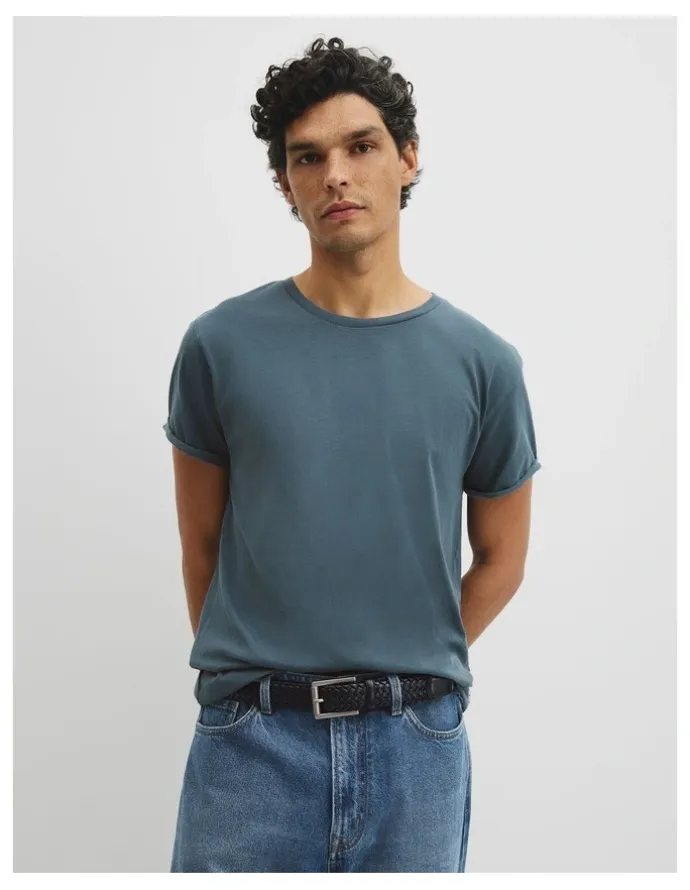 Country Road Australian Cotton Longline Garment Dye T-shirt in Steel