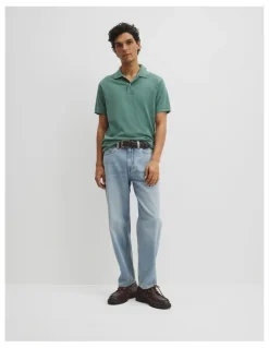 Country Road Australian Cotton Pique Polo in Green Marle