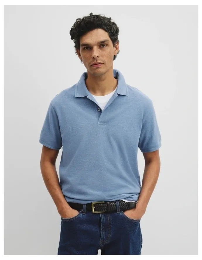 Country Road Australian Cotton Pique Polo in Steel Marle