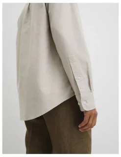 Country Road Australian Good Earth Cotton Regular Fit Oxford Shirt in Stone