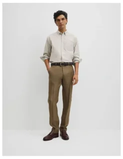 Country Road Australian Good Earth Cotton Regular Fit Oxford Shirt in Stone