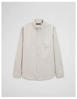 Country Road Australian Good Earth Cotton Regular Fit Oxford Shirt in Stone