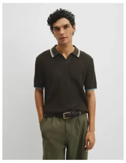 Country Road Australian Good Earth Cotton Tapered Trophy Polo in Deep Khaki