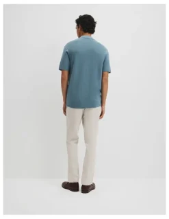 Country Road Australian Good Earth Cotton Textured Stripe Knit Shirt in Steel