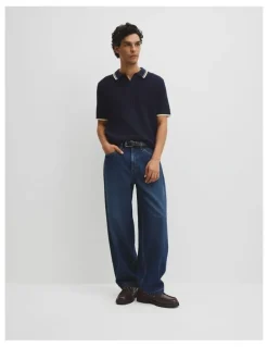 Country Road Australian Good Earth Cotton Tapered Trophy Polo in Midnight