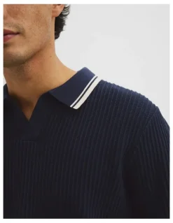 Country Road Australian Good Earth Cotton Tapered Trophy Polo in Midnight