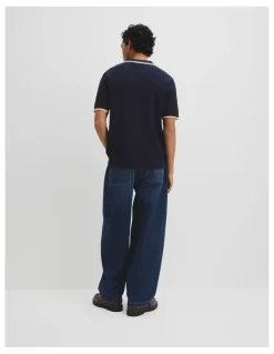 Country Road Australian Good Earth Cotton Tapered Trophy Polo in Midnight