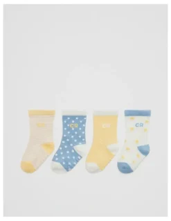 Country Road Baby Sock Pack Of 4 in Soft Blue