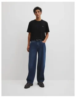Country Road Barrel Leg Jean in Mid Blue Denim