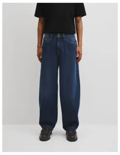 Country Road Barrel Leg Jean in Mid Blue Denim