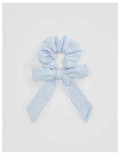 Country Road Bow Scrunchie in Pale Blue