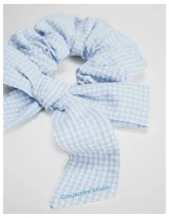 Country Road Bow Scrunchie in Pale Blue