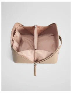 Country Road Branded Detail Large Convertible Cosmetic Case in Dark Camel