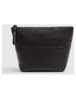 Country Road Branded Detail Tri Cosmetic Bag in Black