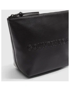 Country Road Branded Detail Tri Cosmetic Bag in Black