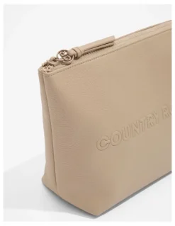 Country Road Branded Detail Tri Cosmetic Bag in Dark Camel