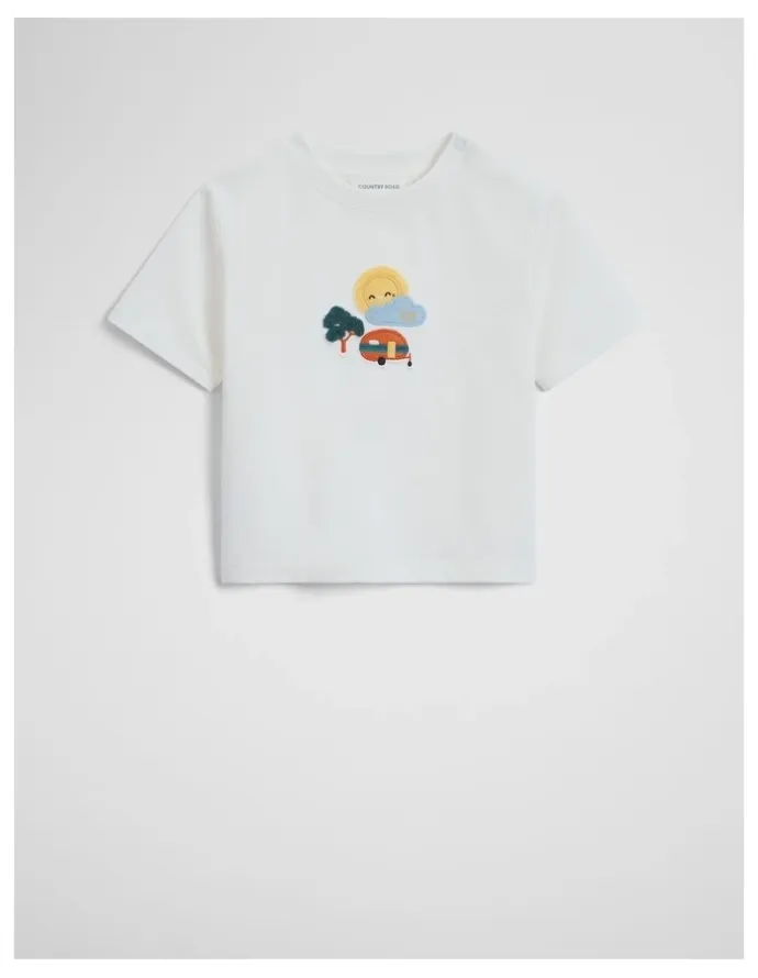 Country Road Caravan Applique T-shirt in Marshmallow