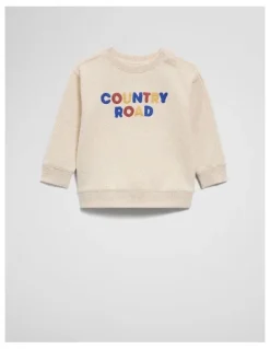 Country Road Contrast Boucle Sweat in Oyster Multi