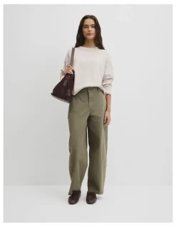Country Road Cotton Linen Crew Neck Knit in Tahini