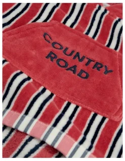 Country Road Cotton Stripe Logo Poncho in Faded Red