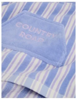 Country Road Cotton Stripe Logo Poncho in Bluebell