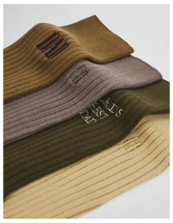 Country Road Cr Dad Sock Pack Of 4 in Green Multi