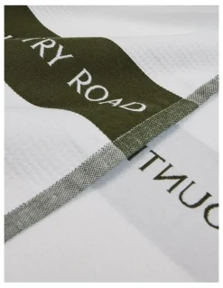 Country Road CR Logo Australian Cotton Tea Towel in Dark Olive