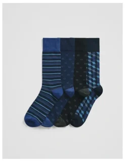 Country Road Cr Pattern Sock Pack Of 4 in Navy