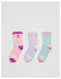 Country Road Cr Sock Pack Of 3 in Mauve