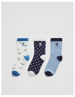 Country Road Cr Sock Pack Of 3 in Pale Blue