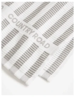 Country Road CR Stripe Australian Cotton Tea Towel Pack of 3 in Mid Grey