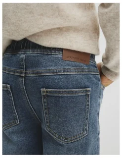 Country Road Denim Jogger in Mid Blue Wash
