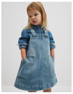 Country Road Denim Pinafore in Light Blue Wash