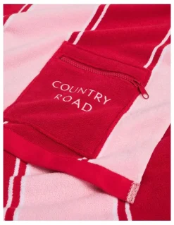 Country Road Drift Australian Cotton Beach Towel in Ruby