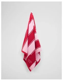 Country Road Drift Australian Cotton Beach Towel in Ruby
