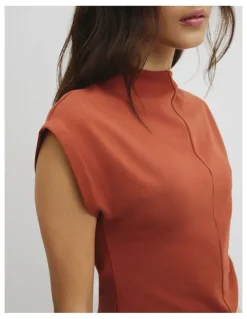 Country Road Extend Shoulder Top in Burnt Sienna
