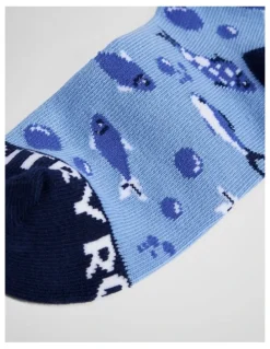 Country Road Fish Sock in Mid Blue